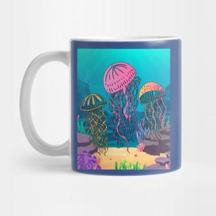 Colorful Luminous Jellyfish Sea Animals Mug